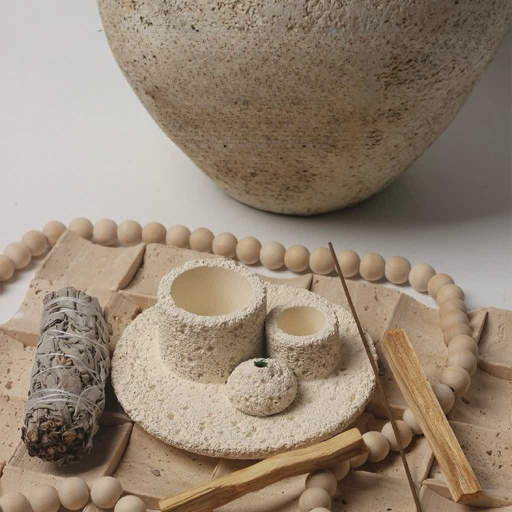 Muod Nordic Style All-in-1 Candle Holder, Sage, Incense & Palo Santo Burner